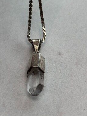 Vintage Mini Clear Quartz + Silver Necklace Charm